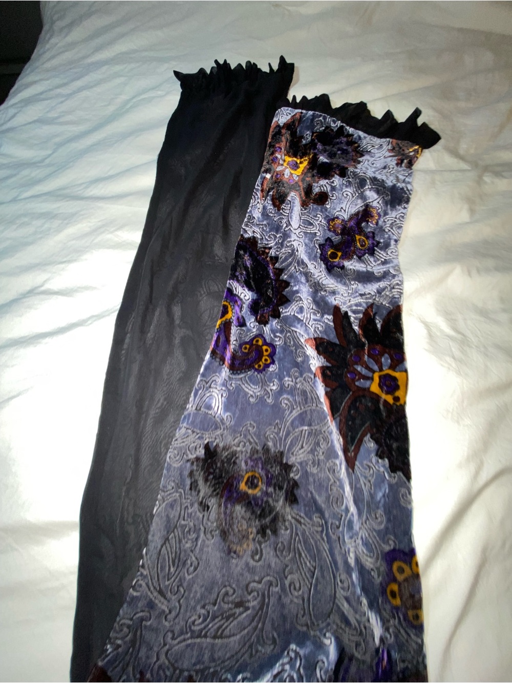 Black Ruffled Sheer Panel scarf - Picture 3 of 4